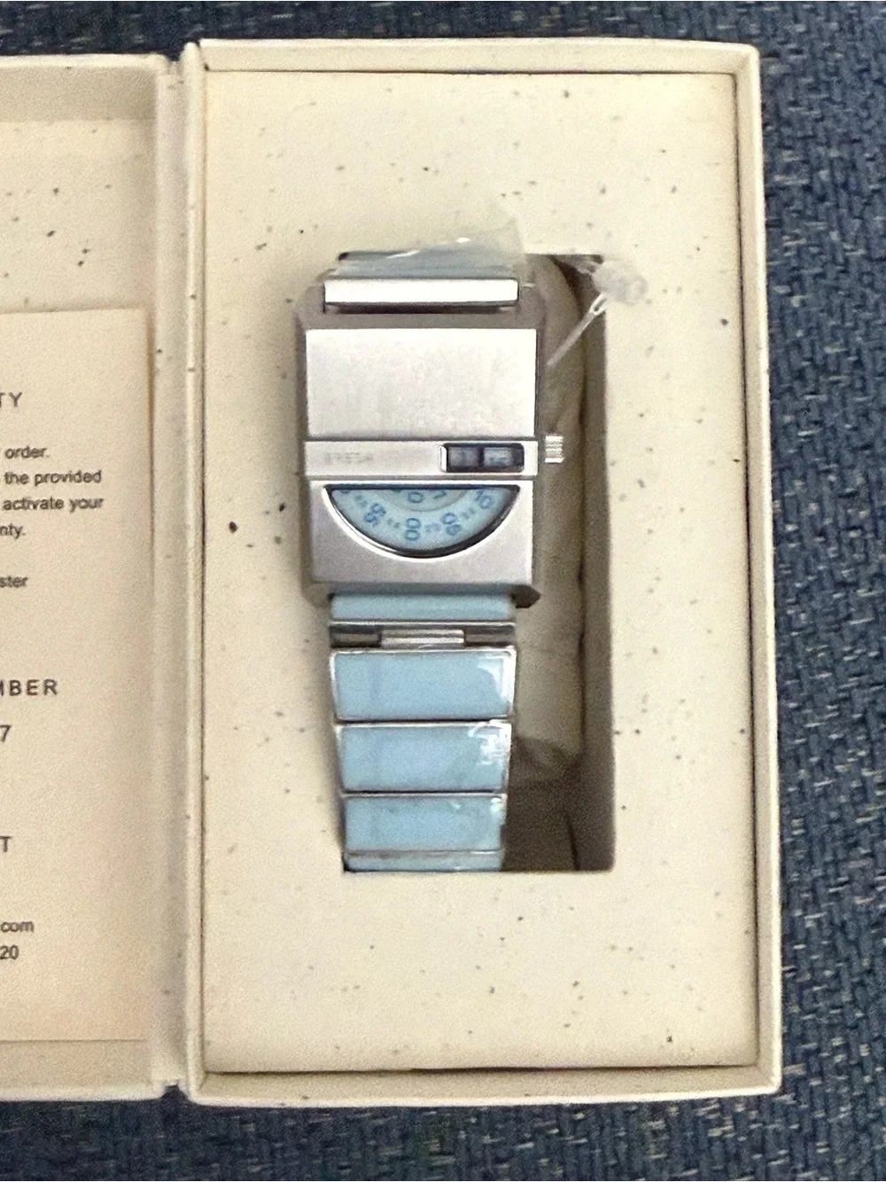 Breda Pulse Tandem Stainless Steel Bracelet Watch, 26mm light Blue New with BOX